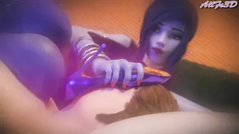 Widowmaker footjob in pantyhose and shoe sniffing