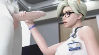 [Overwatch] Mercy Handjob ♡ Blowjob [4K] [Bewyx]