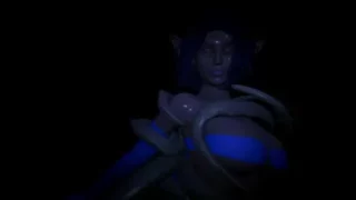 Busty Blue plays with tentacles