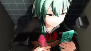 MMD Hentai girl handjob in the toilet - Unknown