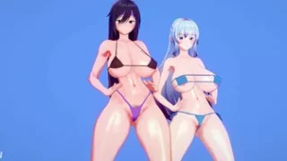 Kuro and Anne Exercise micro bikini