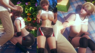 [Hentai game Honey Select 2 Libido] The volleyball club's blonde short-haired busty gal rubs her bre
