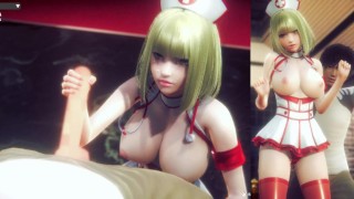 [Hentai game Honey Select 2 Libido]sexy nurse's big tits beauty rubs her breasts and sex.