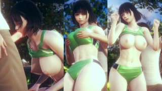 [Hentai game Honey Select 2 Libido]track and field club's big tits beauty rubs her breasts and sex.