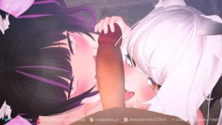 [Nimoji] Anon & Maya Double Blowjob (Uncensored)