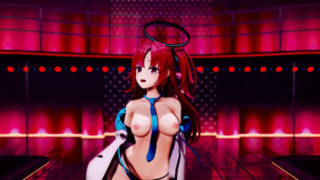 Blue Archive Hayase Yuuka Half Nude No Bra Dance Queencard Hentai MMD 3D Red Hair