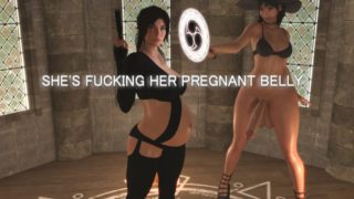 Tifa Lockhart fucks Lara Croft's pregnant belly.